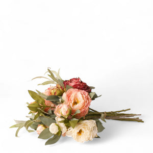 Kunstbloemen pioen rozen gebonden met eucalyptus - WinQ