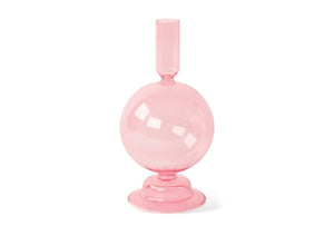 bolvormige glaskandelaar in roze - WinQ