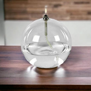 Bolvormige olielamp 10cm op een houten tafel-WinQ