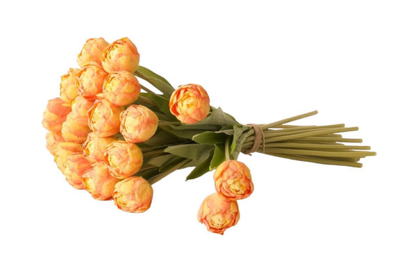 Kunsttulpen 21 stuks in de kleur oranje liggend gefotografeerd