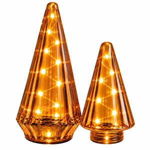 2 glazen amber  kegels van glas uitgevoerd met led  - WInQ
