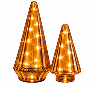 2 glazen amber  kegels van glas uitgevoerd met led  - WInQ