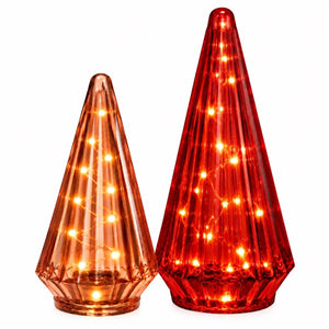 2 glazen rode en pink cones van glas uitgevoerd met led - WInQ