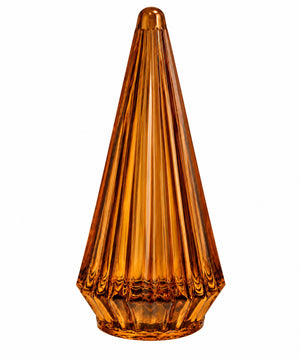 Productfoto van kegel van glas met LEDverlichting op batterij in de kleur amber. -WinQ