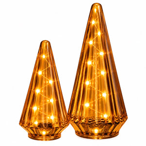 2 glazen rode kerstbomen van glas uitgevoerd met led - WInQ
