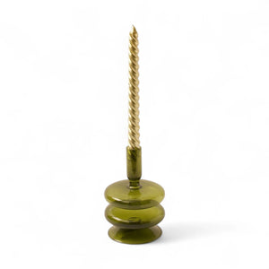 Vrolijke Glaskandelaar Groen 9x15,5cm et kaars goud - WinQ
