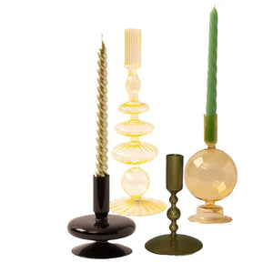 Complete set in glaskandelaren in de kleuren geel, zwart en goud - WinQ