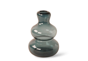 blauwe glasvaas van dik glas