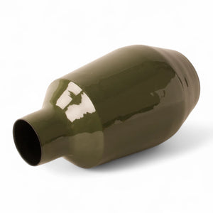 Liggende Groene Metalen vaas in hooglans groen 19x34cm - WinQ