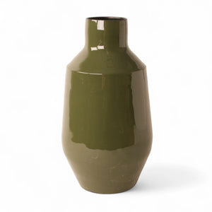 Essence, Groene Metalen vaas in hooglans groen 19x34cm - WinQ