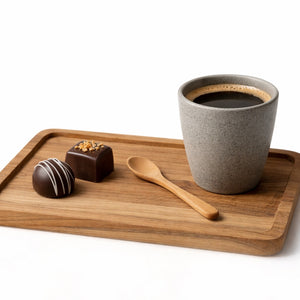 acaciaschaal met koffiekopje bonbon en lepeltje - WinQ