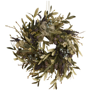 Krans kunstbloemen Blauw/ Grijs