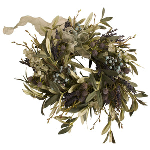 Krans kunstbloemen Blauw/ Grijs