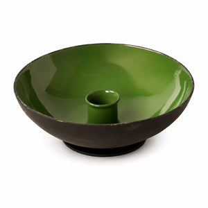 Productfoto Ariska kandelaar metaal 13x13cm Groen met mat zwarte buitenzijde- WinQ