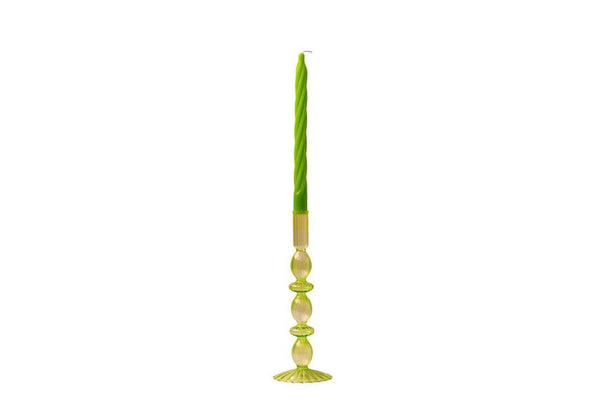 Glaskandelaren in Groen 26cm hoog met kaars - WinQ!
