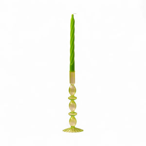 Glaskandelaren in Groen 26cm hoog met kaars - WinQ