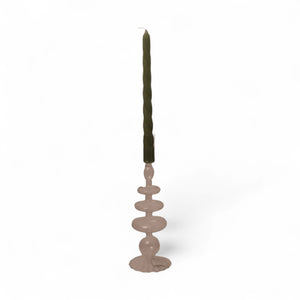 Kandelaar glas 9x28cm helder met tafelkaars  groen - WinQ