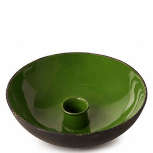 Productfoto Ariska kandelaar metaal 13x13cm Groen met mat zwarte buitenzijde- WinQ