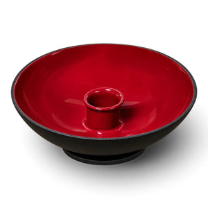 Ronde kandelaar 11x12  in de vorm  van een kom geschikt voor kandelaar kaarsen in de kleur rood -WinQ
