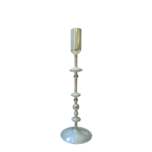 Metallic off white kandelaar  29cm hoog - WinQ