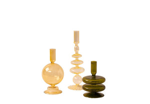 ste van 3 kandelaren in geel  en groen