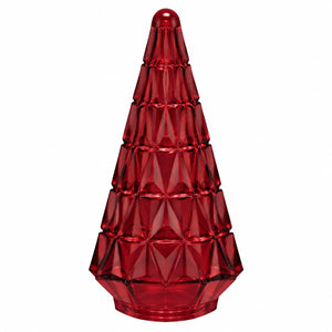 Glazen Kerstboom met  LED Verlichting bordeaux 10x24 cm – Batterij - WinQ