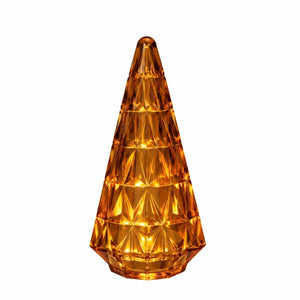 Glazen Kerstboom met LED Verlichting Amber 10x24 cm – Batterij - WinQ