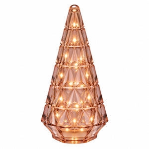 Glazen Kerstboom met brandend LED Verlichting Pink 10x24 cm – Batterij - WinQ