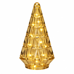Glazen Kerstboom met brandende LED Verlichting geel 10x24 cm – Batterij - WinQ