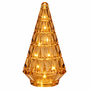 Glazen Kerstboom met brandende LED Verlichting oranje  10x24 cm – Batterij - WinQ