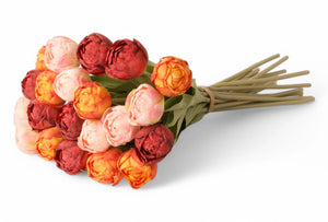 Boeket Kunstbloemen kunsttulpen in de kleuren rood, roze en warm oranje - WinQ