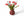 boeket van tulpen en parkiettulpen in rood en fuchsia met hoogte van 40cm gebonden met berkentakken in een rode keramieken vaas - WinQ