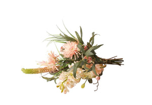 Kunstbloemen Boeket in Wit en Roze kleuren met diverse bloemen waaronder Cymbidium, Heliconis, Kastanje en Magnolia