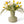 Kunstbloemen boeket gebonden met gele  en witte parkiettulpen en tulpen op een groene glasvaas - WinQ