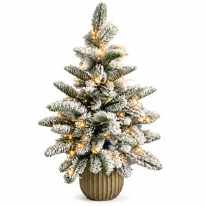 sfeervolle witte kerstboom besneeuwd met hoogte 40cm en led verlichting - WinQ