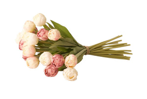 Liggend boeket kunsttulpen in mauve roze en wit -WinQ