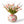 Metalen bolvormige vaas met bloemprint in multicolo met een diameter van 25cm met een boeket met roze kunsttulpen- WinQ