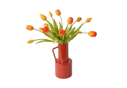 kunstbloemen boeket met vaas met oranje tulpen