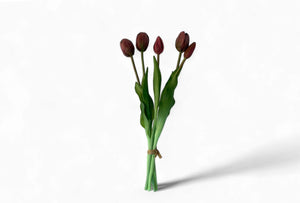 bosje van 5 kunsttulpen in de kleur mauve