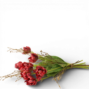 Boeket rode kunstmatige tulpen met groene bladeren van WinQ, decoratief bloemencadeau