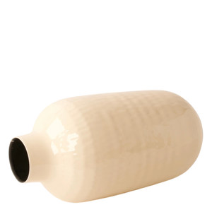 Liggende metalen vaas Zinnia met verrassende structuur in de kleur crème - WinQ