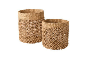 2 maten van de plantenmand abaca in de kleur naturel