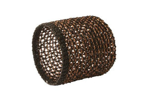 liggende plantenmand abaca 22x23cm in zwart met naturel geknoopt