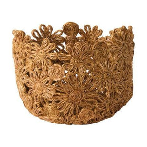 plantenmand Abaca in bloemstructuur geknoopt 24x12cm