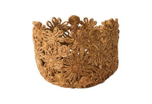 plantenmand Abaca in bloemstructuur geknoopt 15x17cm