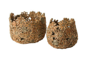 2 verschillende maten Abaca Mand Bloem