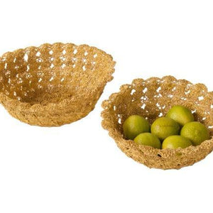 Bowl manden Abaca in verschillende maten in de kleur geel met limoenen