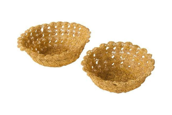 2 maten abaca manden in de kleur geel
