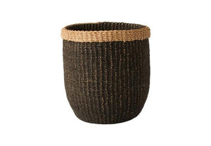 Mand Abaca Zwart Groot 32cm hoog en diameter 31cm