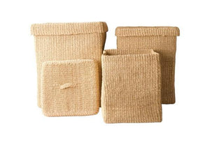 de drie verschillende Abaca Opbergmanden off whit